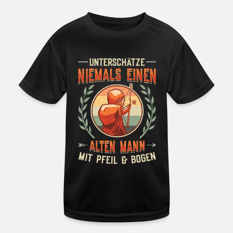 Vieil homme Avec arc et flèche, tir à l’arc. T-shirt sport Enfant