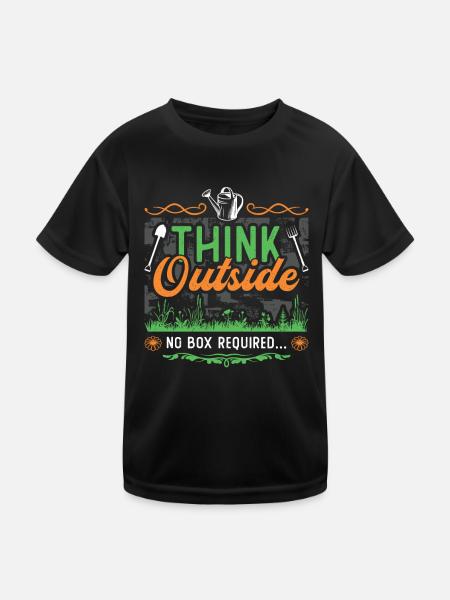Think Outside, Garten- und Naturliebhaber - Kinder Funktions-T-Shirt - Schwarz - Vorne