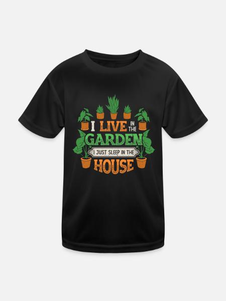 I Live In The Garden Lover, Gartenarbeit. - Kinder Funktions-T-Shirt - Schwarz - Vorne