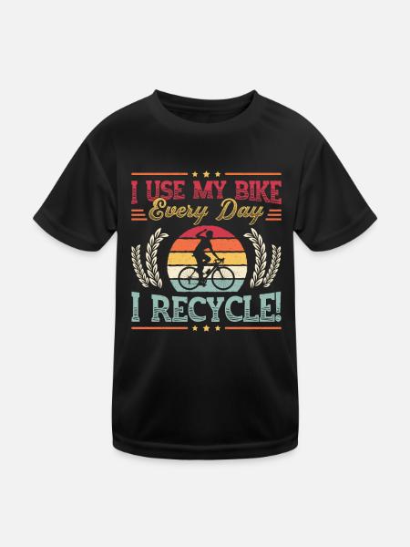 J’utilise mon vélo tous les jours, je fais du vélo à vélo. - T-shirt sport Enfant - noir - Devant