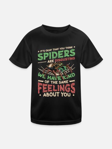 Spiders are not disgusting - Spider Lover - Kids Functional T-Shirt - black - Front