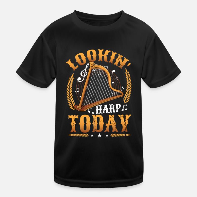 Lookin' Harp Today, harp player. Kids Functional T-Shirt