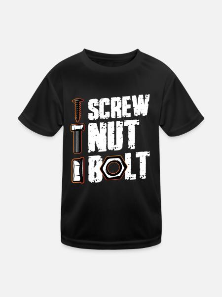 Screw Nut Bolt Mechanic - Kids Functional T-Shirt - black - Front