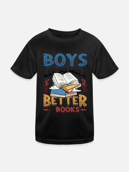 Les garçons sont tellement meilleurs pour lire des livres - T-shirt sport Enfant - noir - Devant