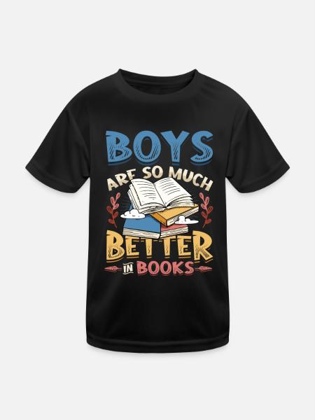 Les garçons sont tellement meilleurs pour lire des livres - T-shirt sport Enfant - noir - Devant
