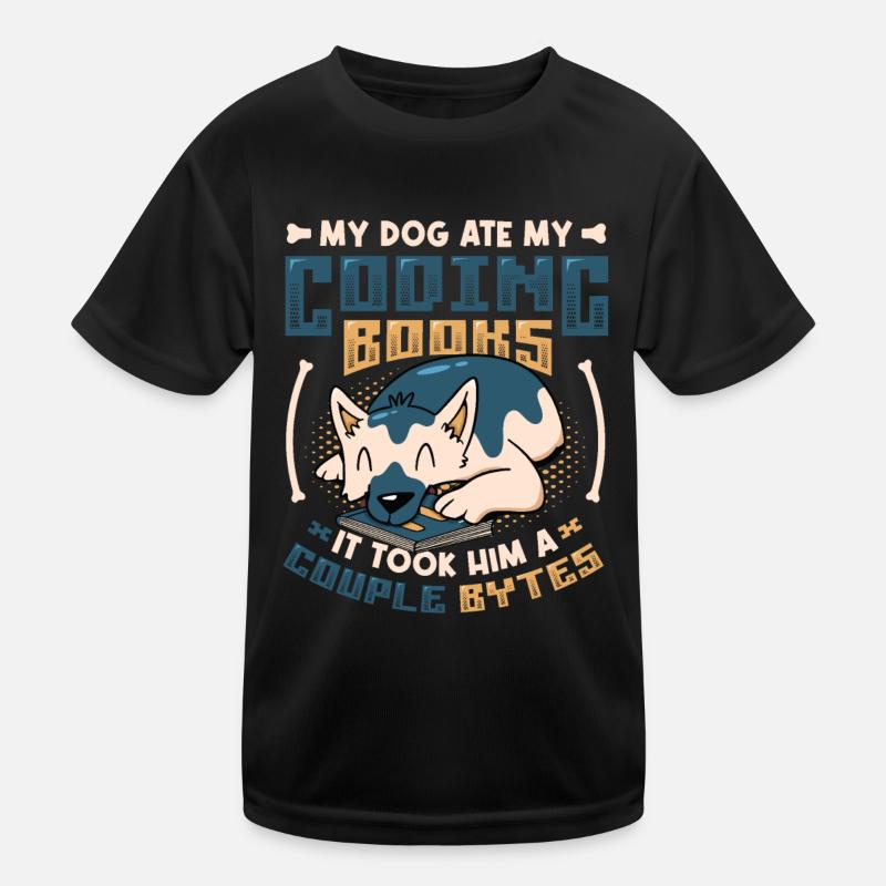 Dog Bytes Code Computer Joke Programming Kids Functional T-Shirt