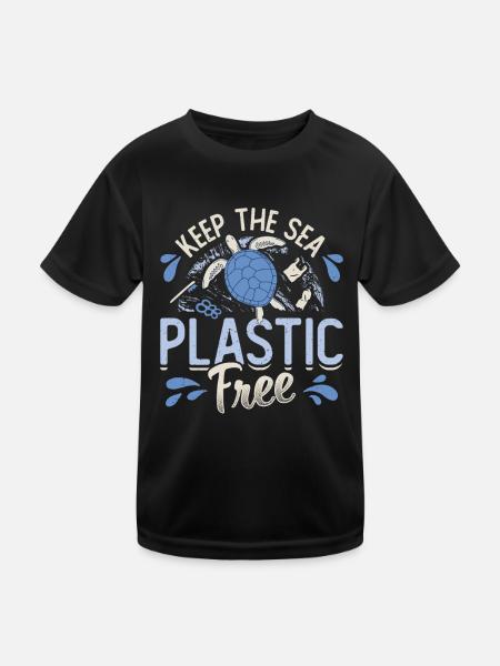 Gardez la mer sans plastique Sauver l’océan - T-shirt sport Enfant - noir - Devant