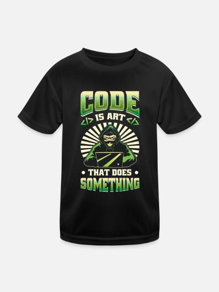 Code is an art that does something programming - Kids Functional T-Shirt - black - Front