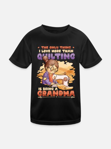 Nähen Quilter Oma Quilten - Kinder Funktions-T-Shirt - Schwarz - Vorne