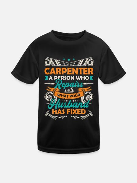 Funny woodworking carpenter - Kids Functional T-Shirt - black - Front