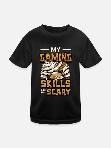 My playing skills are creepy, Halloween. - Kids Functional T-Shirt - black - Front