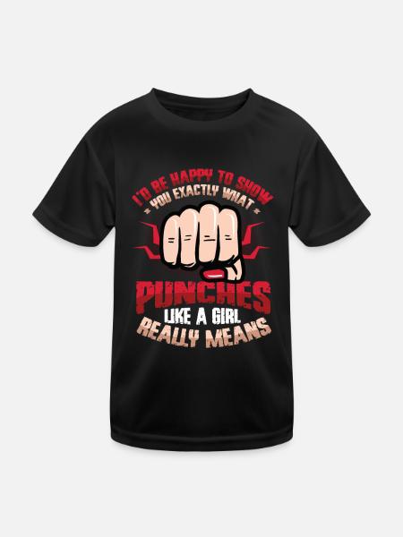 Show what "punches like a girl" means: - Kids Functional T-Shirt - black - Front