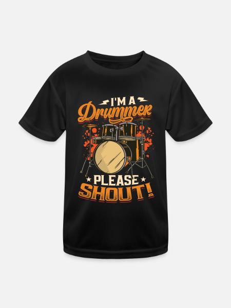 Ich Bin Ein Schlagzeuger Bitte Schreien - Kinder Funktions-T-Shirt - Schwarz - Vorne