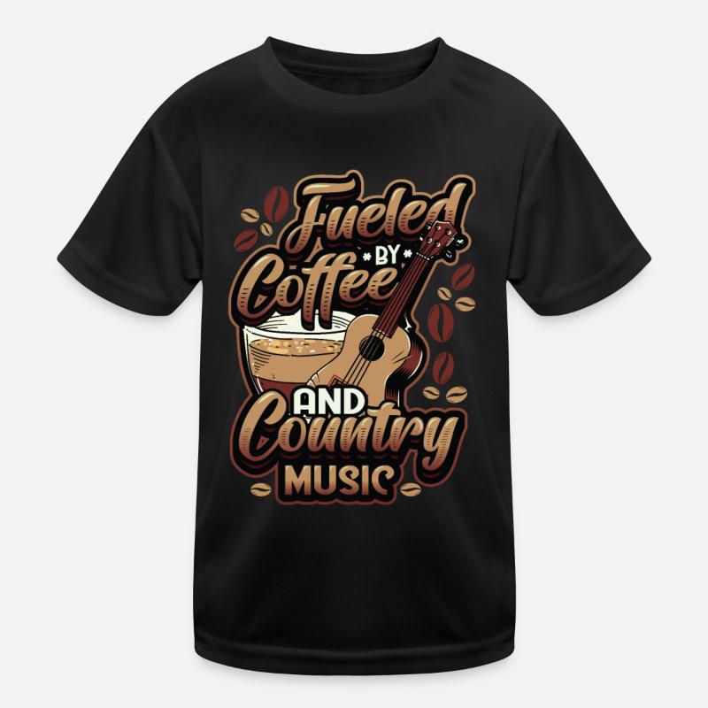 Powered by coffee and country music. Kids Functional T-Shirt
