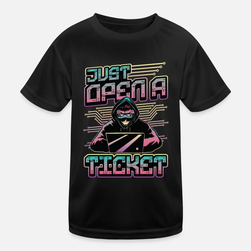 Einfach Ein Ticket Öffnen Help Desk Tech Support Kinder Funktions-T-Shirt