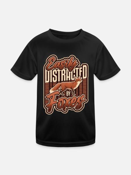 Facilement distrait par les renards. - T-shirt sport Enfant - noir - Devant