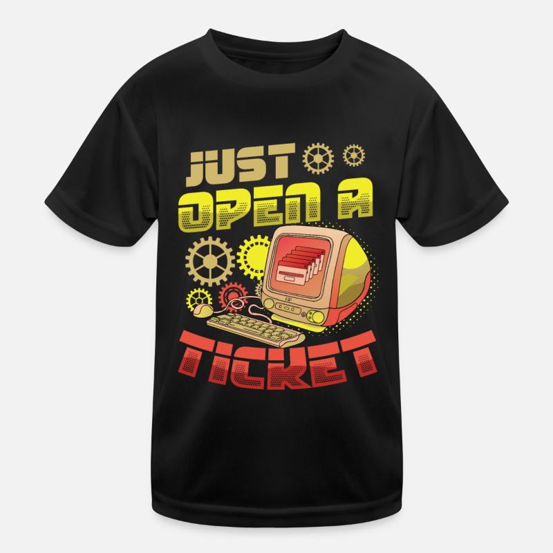 Einfach Ein Ticket Öffnen Help Desk Tech Support Kinder Funktions-T-Shirt