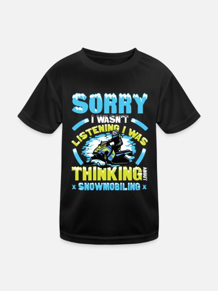 Nachdenken Über Snowmobiling Snowmobile - Kinder Funktions-T-Shirt - Schwarz - Vorne