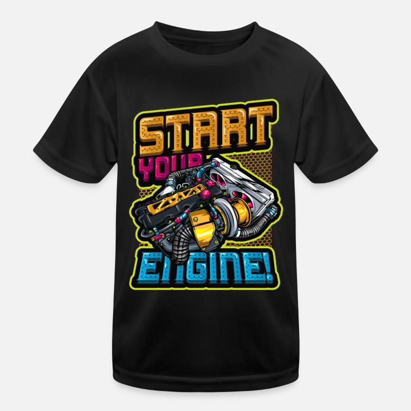 Starten Sie Ihren Motor Automechaniker Kinder Funktions-T-Shirt