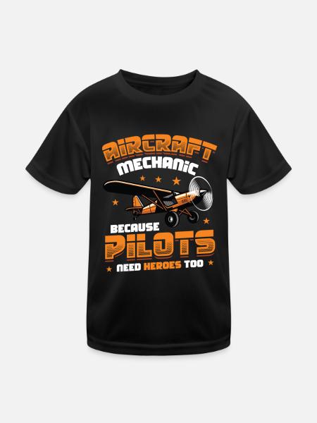 Luftfahrzeugmechaniker, Wartung Reparatur Flugzeug - Kinder Funktions-T-Shirt - Schwarz - Vorne