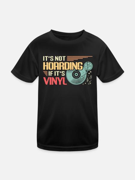 Pas de thésaurisation quand il s’agit de vinyle. - T-shirt sport Enfant - noir - Devant