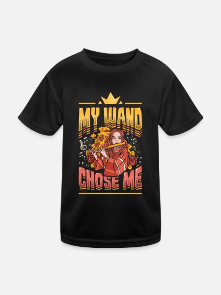 My Wand Chose, Me Flutist Marching Band, Flute. - Kinder Funktions-T-Shirt - Schwarz - Vorne