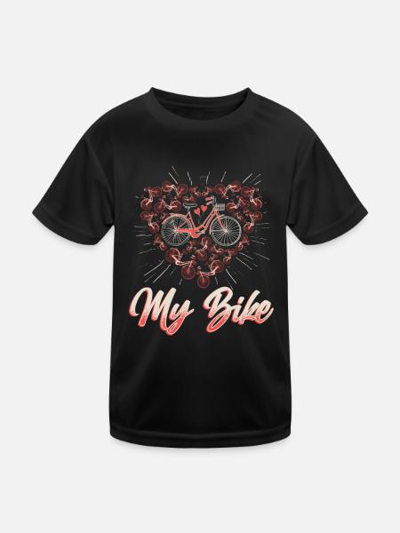 J’aime mon vélo, les amateurs de vélo - T-shirt sport Enfant - noir - Devant