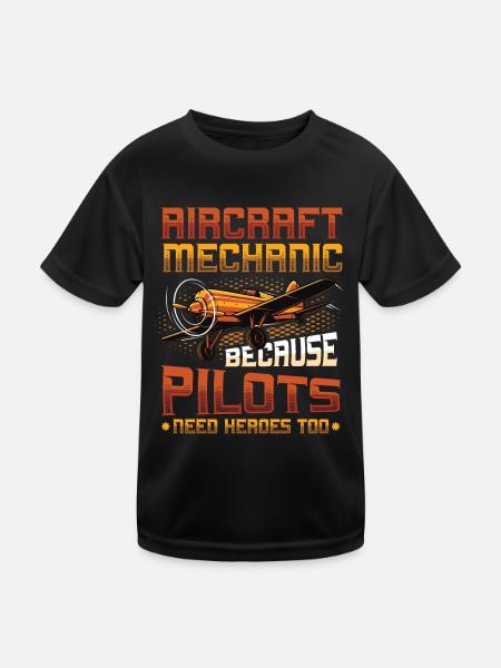 Luftfahrzeugmechaniker, Wartung Reparatur Flugzeug - Kinder Funktions-T-Shirt - Schwarz - Vorne