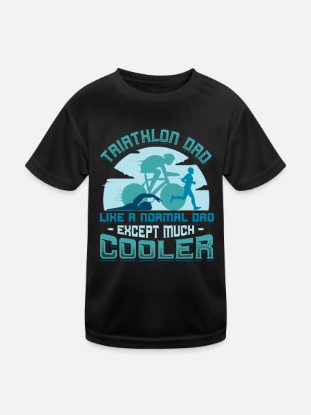 Triathlon-Dad, wie ein normaler Dad, nur cooler. - Kinder Funktions-T-Shirt - Schwarz - Vorne