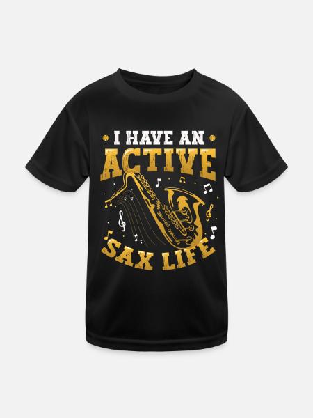 J’ai une vie active de saxophone, le saxophone jazz. - T-shirt sport Enfant - noir - Devant