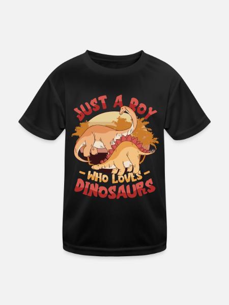 Just A Boy Who Loves Dinosaurs. Young Dinosaur - Kids Functional T-Shirt - black - Front