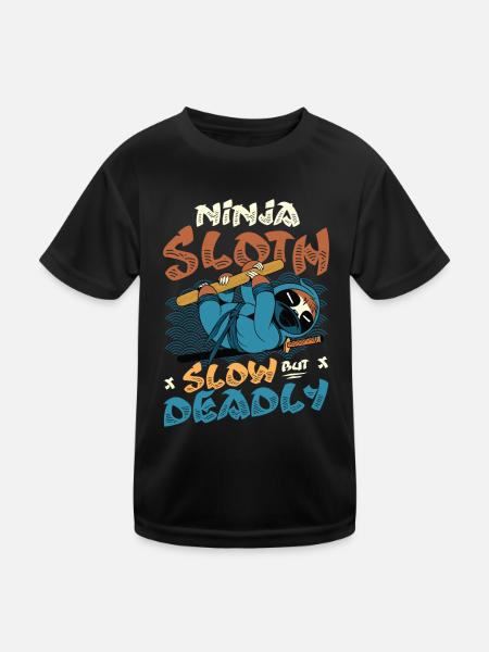 Ninja Sloth slow but deadly - Kids Functional T-Shirt - black - Front