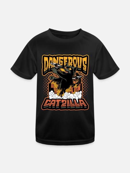 Dangereux Catzilla - T-shirt sport Enfant - noir - Devant
