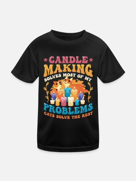Kerzenherstellung Katzenliebhaber Kerzenmacher - Kinder Funktions-T-Shirt - Schwarz - Vorne