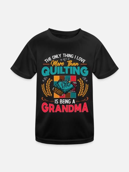 Nähen Quilter Oma Quilten - Kinder Funktions-T-Shirt - Schwarz - Vorne