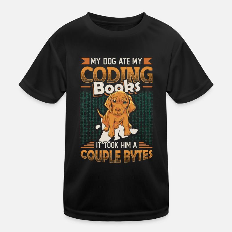 Dog Bytes Code Computer Joke Programming Kids Functional T-Shirt