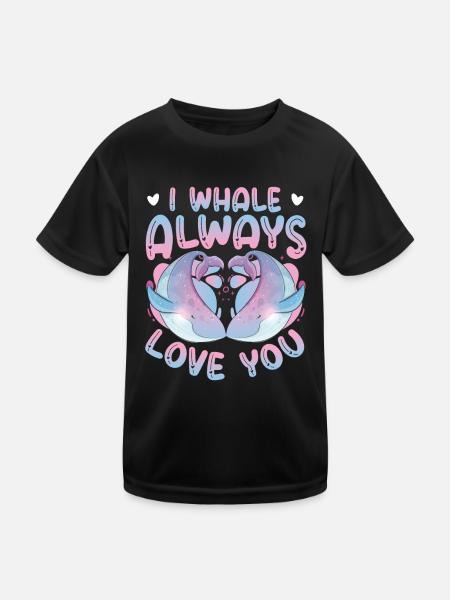 Ich Wal Liebe Dich Immer Blauwal - Kinder Funktions-T-Shirt - Schwarz - Vorne