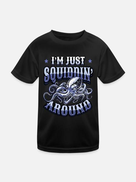 Ich Bin Nur Ein Tintenfisch - Kinder Funktions-T-Shirt - Schwarz - Vorne