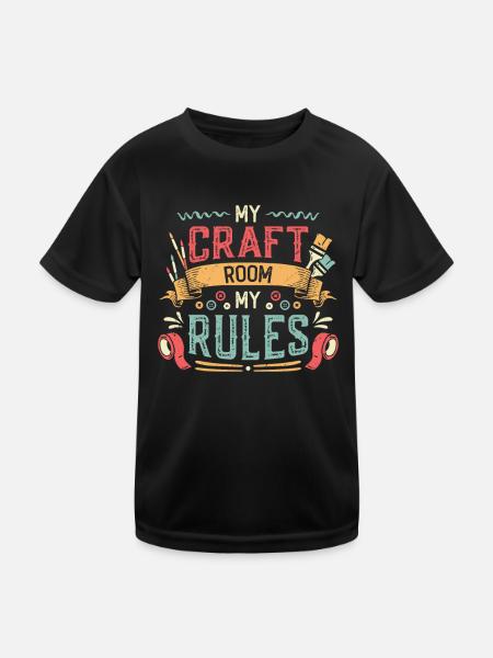 Mein Bastelzimmer Meine Regeln Crafty Mom - Kinder Funktions-T-Shirt - Schwarz - Vorne