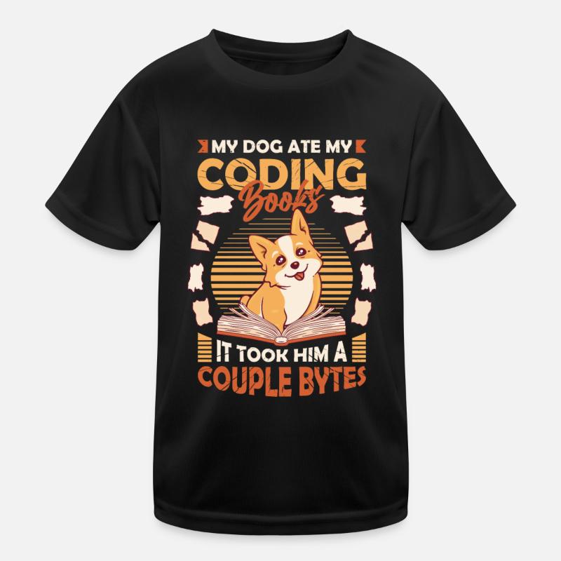 Dog Bytes Code Computer Joke Programming Kids Functional T-Shirt