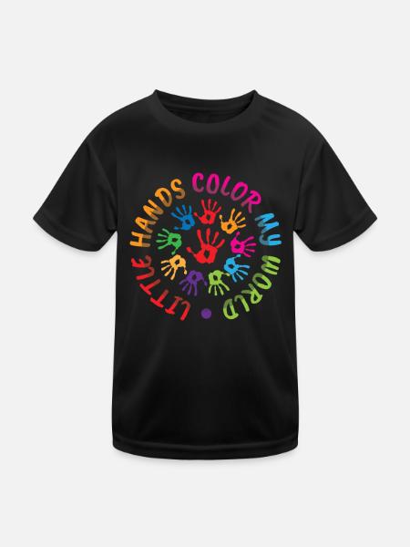 Little Hands Color My World Kindergarten Lehrerin - Kinder Funktions-T-Shirt - Schwarz - Vorne