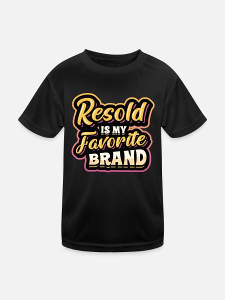 Resold Is My Favorite Brand Flea Market Thrifting - Kids Functional T-Shirt - black - Front