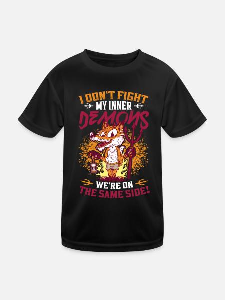 J’aime mes démons intérieurs, l’humour gothique. - T-shirt sport Enfant - noir - Devant