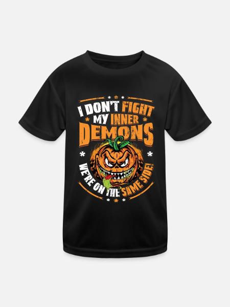 J’aime mes démons intérieurs, l’humour gothique. - T-shirt sport Enfant - noir - Devant