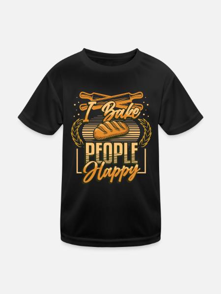 I bake people happy baking lovers - Kids Functional T-Shirt - black - Front