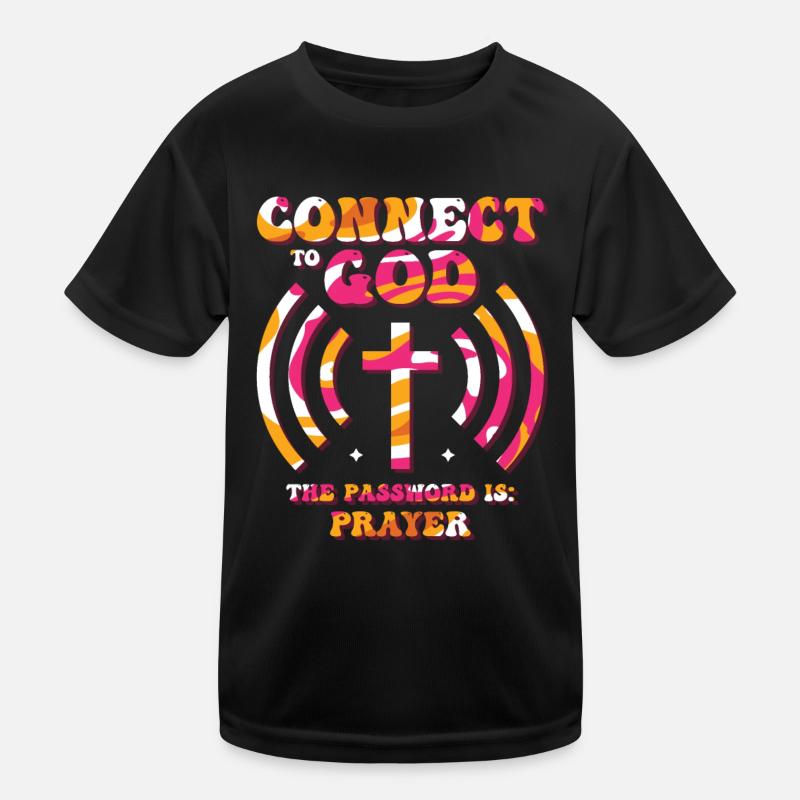 Connecté à Dieu, mot de passe, prière. T-shirt sport Enfant