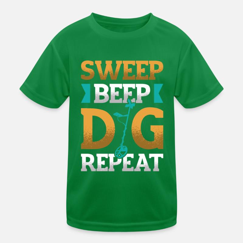 Sweep Beep Dig Repeat Treasure Hunt Metal Kids Functional T-Shirt