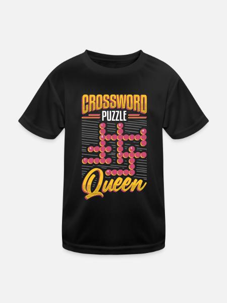 Crossword Puzzle Queen Crossword Puzzle Puzzle - Kids Functional T-Shirt - black - Front