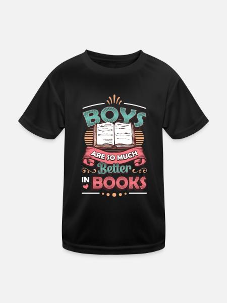 Les garçons sont tellement meilleurs pour lire des livres. - T-shirt sport Enfant - noir - Devant