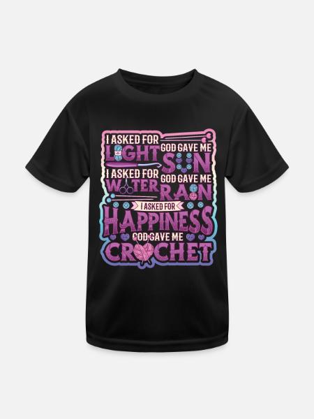 Crochet Lucky Yarns - Kids Functional T-Shirt - black - Front